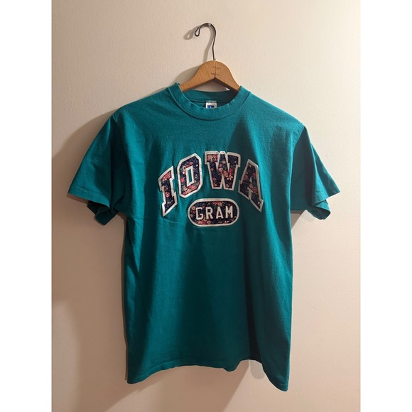 Russell Athletic Other - Vintage Russell Athletic Iowa Gram Floral T Shirt Teal Single Stitch USA Mens L